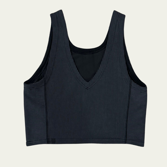 LULULEMON Ribbed Softstreme Cropped Tank Top in Black Size 6 Nulu Athleisure - Picture 4 of 7